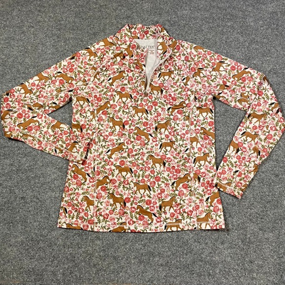 Ariat Tops - Ariat Sun Protection Shirt youth Large womens XS Horse Floral Zip long sleeve